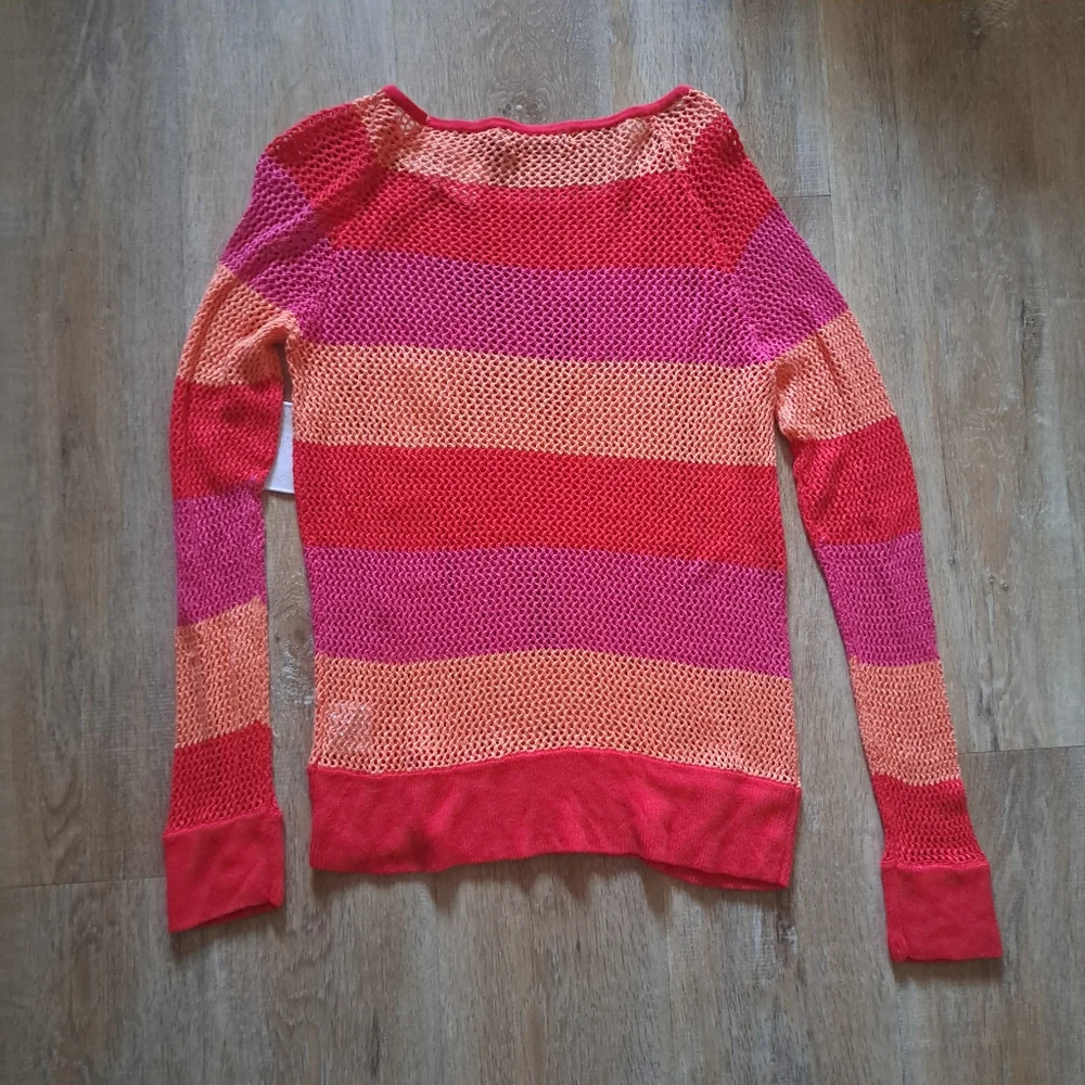 525america Tart Combo Mesh Long-sleeved Round Neck Multicolored Top Size Small